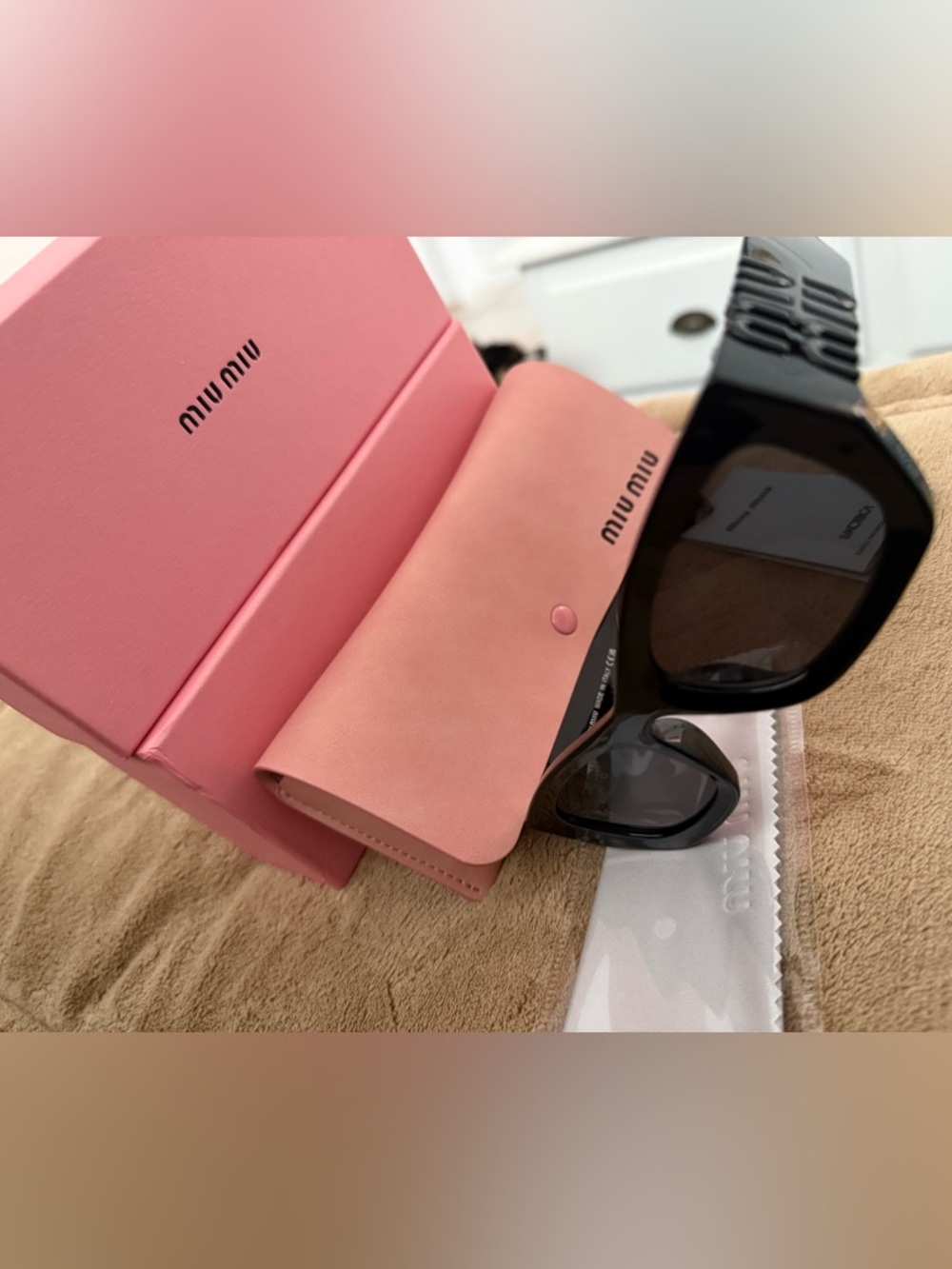 Miu Miu Black Sunglasses with Pink Case and Box. Brand New No returns